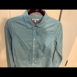 Peter Millan teal/white check button down shirt